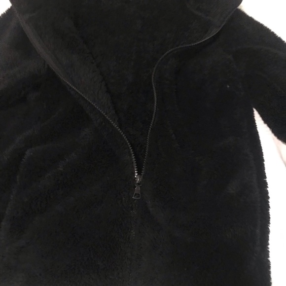 Black Fuzzy zipper up Sweater - Picture 2 of 3